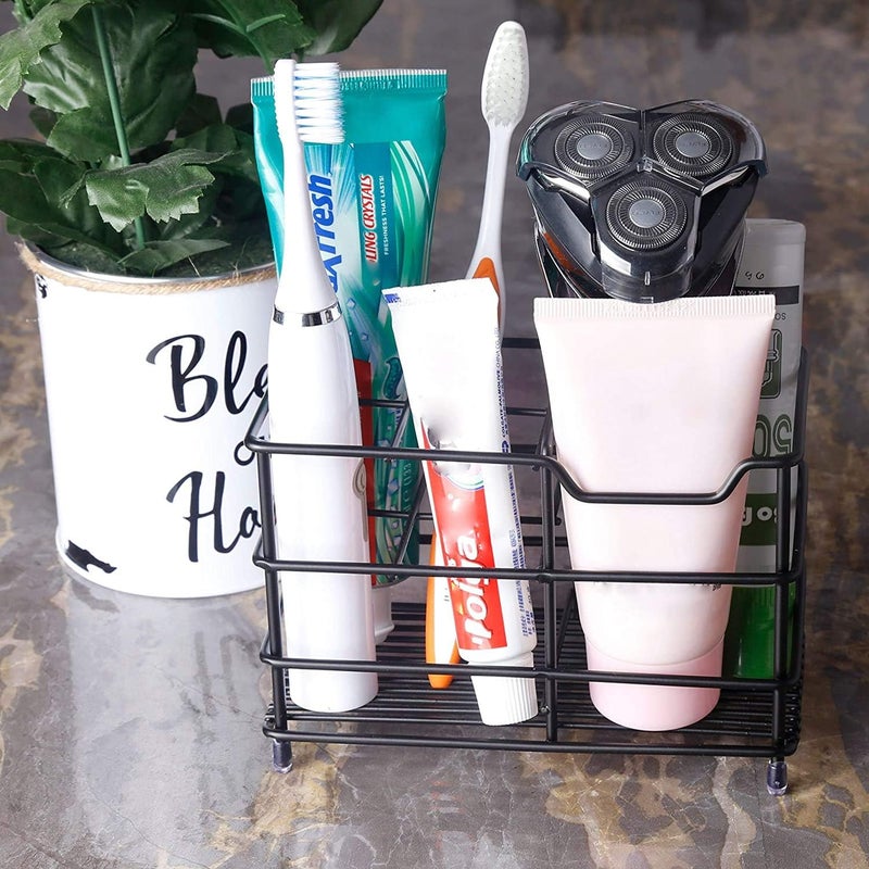 BeFunky Stainless Steel Bathroom Toothbrush Holder Stand Sturdy Storage with MultiFunctional 5 Slots Black - Image 3
