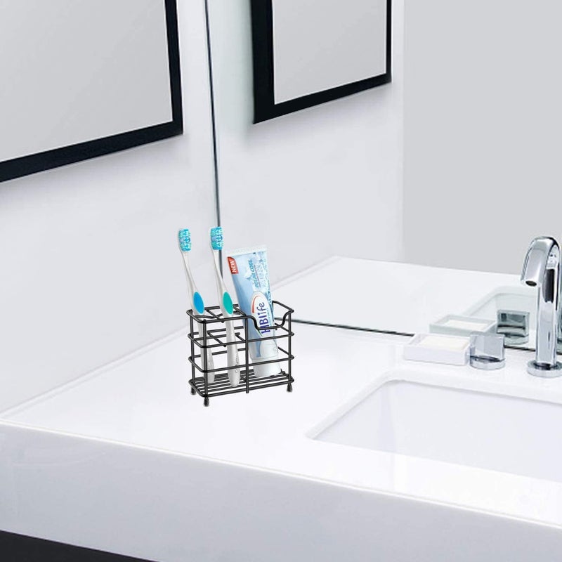 BeFunky Stainless Steel Bathroom Toothbrush Holder Stand Sturdy Storage with MultiFunctional 5 Slots Black - Image 5