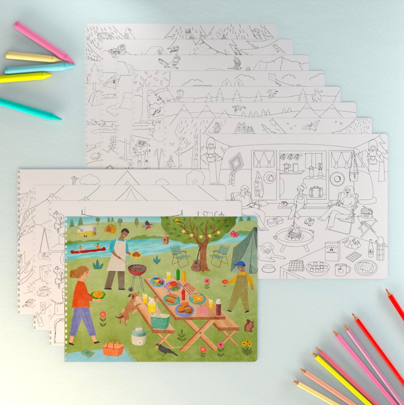 CUPKIN Sticker Book for Kids 2-4, 500+ Kids Stickers, Camping Stickers 12 Coloring Pages 12 Side by Side Scenes, Fun Toddler Travel Activity Coloring and Sticker Books for Ages 4-8 + 8-10 - Image 5