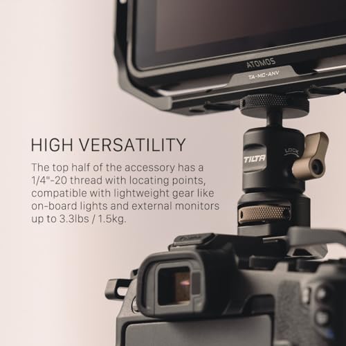 Tilta Mini Ball Head Mount Adjust Angle of External Monitors or OnBoard Lights Ensures Accessories Stay Secure Easy to Adjust 1420 with Locating Pins TAMBH1420B - Image 3