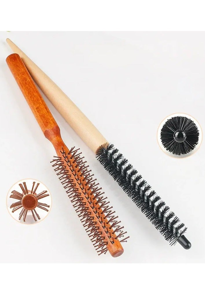 Round Brush for Short Hair, Round Styling Hair Brush Curling Roller Hairbrush Small Wood Brush, Unisex Round Wooden Hair Styling Tool Curling Hair Brush for Blow Drying Home Use - Image 4