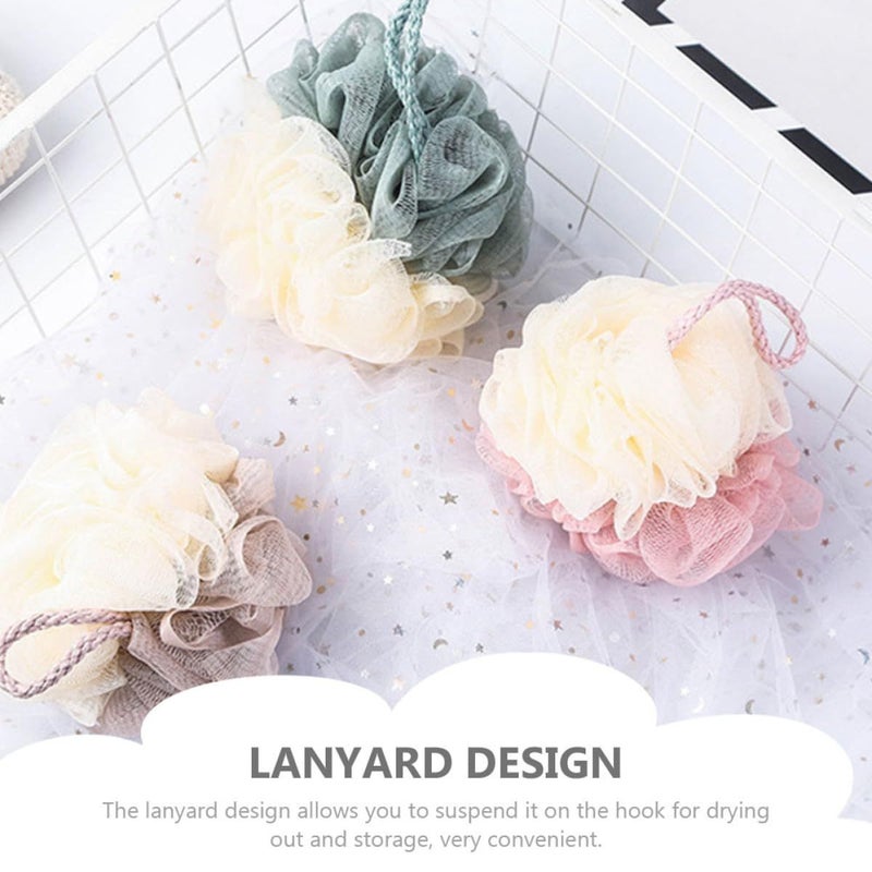 Artibetter 4 Pieces Loofah Shower Balls Dual Color Scrubbers Rich Bubbles - Image 4