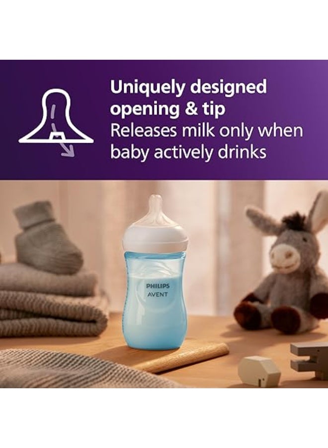 Avent Philips Avent Natural Baby Bottles with Natural Response Teats – 9oz, Flow 3, 4-Pack, Blue – Smooth & Comfortable Feeding - Image 4