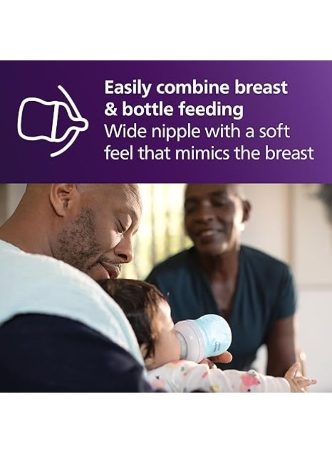 Avent Philips Avent Natural Baby Bottles with Natural Response Teats – 9oz, Flow 3, 4-Pack, Blue – Smooth & Comfortable Feeding - Image 2