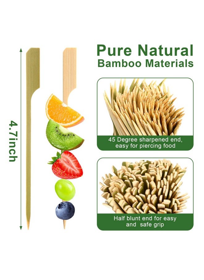 Cunhill Cunhill 1000 Pcs Bamboo Skewers for Appetizers, 4.7 Inch Cocktail Picks, Toothpicks for Appetizers, Bamboo Paddle Pick, Bamboo Skewer Sticks for Party BBQ Sandwich Fruit Charcuterie  - Image 2