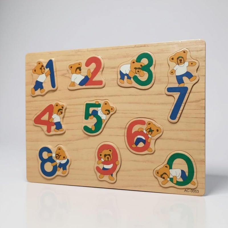 B&D Wooden Number Puzzle Board with Bear Design - Image 1