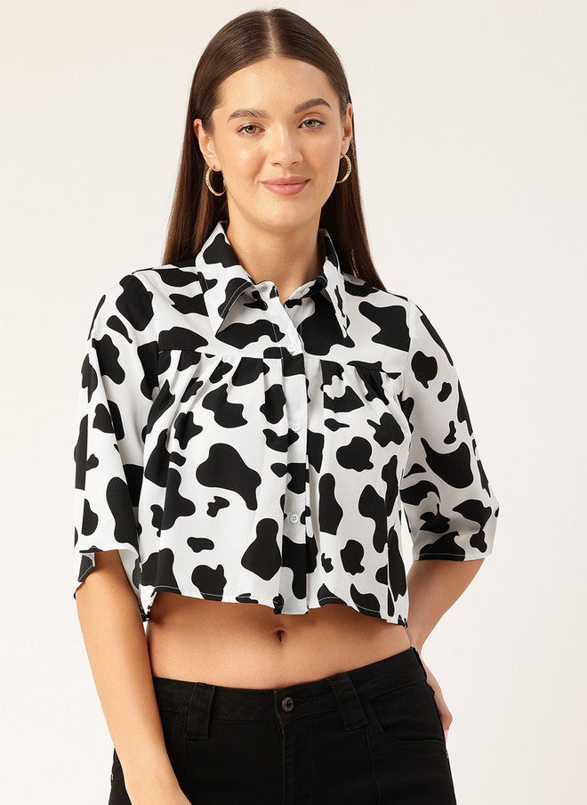 Rue Collection Animal Print Crop Top for Women - Image 1