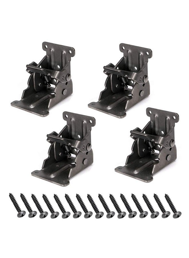 MDLUU MDLUU Table Leg Folding Brackets, Foldable Hinge Hardware, Self- Lock Extension Collapsible Shelf Bracket Support for Bed Leg, Wall Shelf, Saving Space, Pack of 4  - Image 1