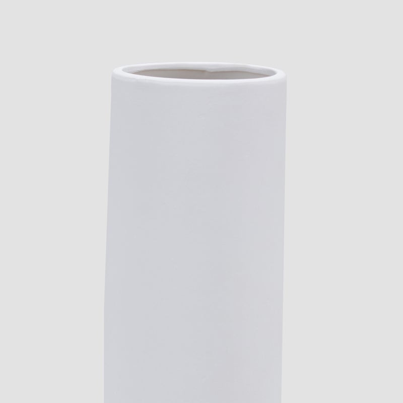 AL HUZAIFA FURNITURE Kaida Set Of 3, Ceramic Matte White Cylinder Vases - Image 5