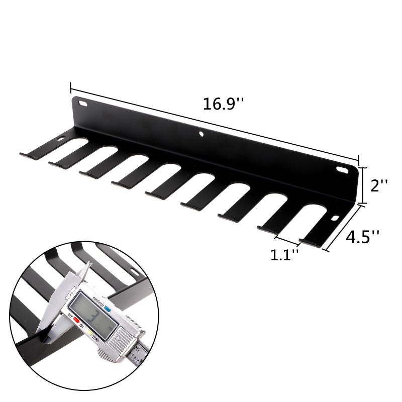 Tebery 9 Hook Home Gym Storage Rack Wall Mount, Fitness Equipment Organizer, Metal Gym Accessory Hanger for Exercise Bands, Jump Ropes, Barbells, Lifting Belts - Image 2