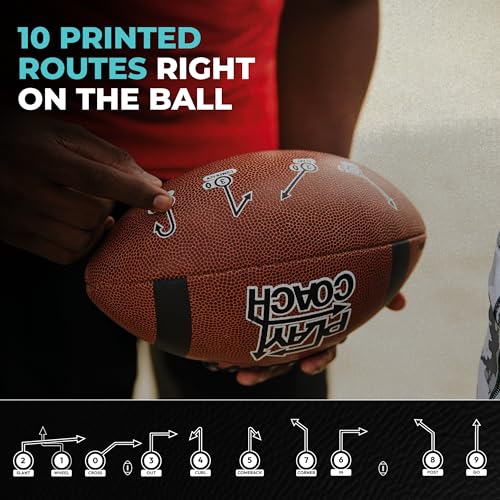PlayCoach Youth Football in Junior & Peewee Sizes with 10 Basic Passing Routes for Kids 6 to 12 - Endorsed by Drew Brees, Beach Football, Kids Football, Leather Peewee Size - Image 3