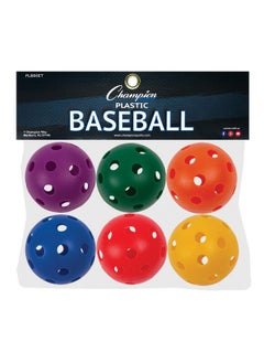Champion Sports Sports 9" Hollow Plastic Assorted Color Baseball Set - Athletic Baseball Equipment - Practice Baseballs Plastic Hollow - Regulation Size Balls -Fun For All Ages- Lightweight/Durable -Set Of 6  - Image 1