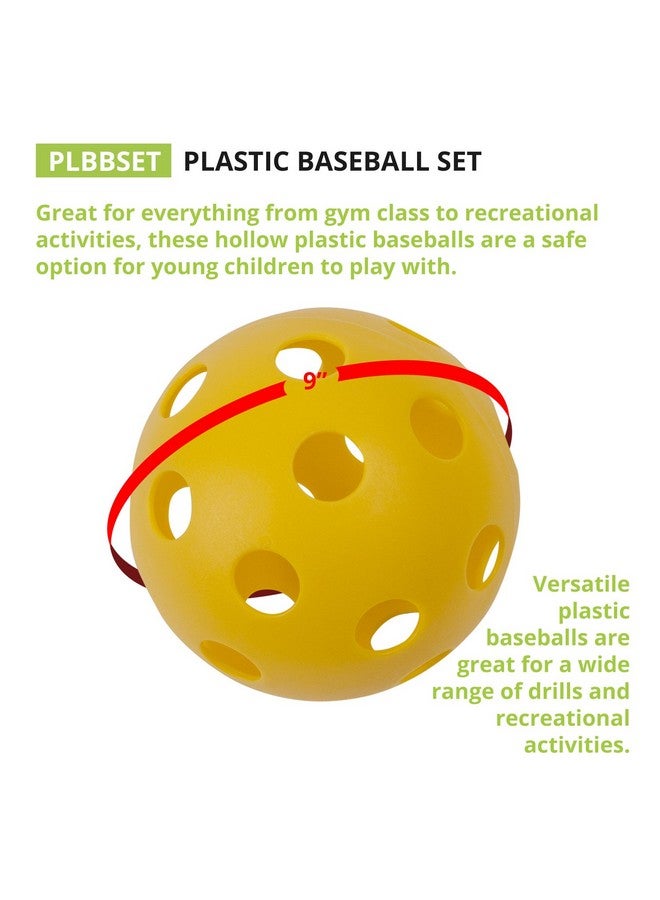 شامبيون سبورتس مجموعة كرات بيسبول بلاستيكية مجوفة مقاس 9 بوصات من Champion Sports - معدات بيسبول رياضية - كرات بيسبول مجوفة بلاستيكية - كرات بمقاسات قياسية - ممتعة لجميع الأعمار - خفيفة الوزن/متينة - مجموعة من 6 قطع - Image 2