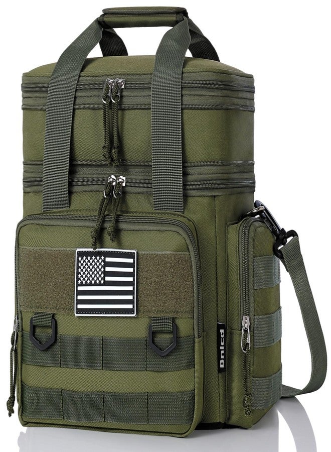 Bnlcd Tactical Lunch Box for Men, Expandable Large Insulated Lunch Bag for Adult, Heavy Duty Double Deck Lunch Cooler Bag with Shoulder Strap, Leakproof Soft Lunch Pail with American Flag - Green - Image 1