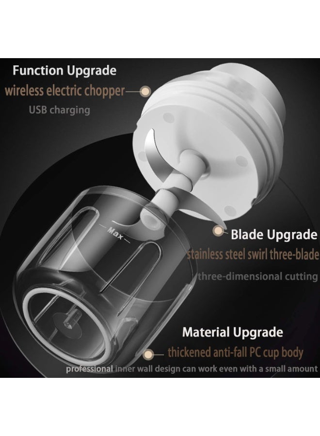 Kingbird Electric Mini Food Chopper 250ML Portable Garlic Chopper with USB Charging Function, Mini Food Slicer for Onion Vegetables Chili Ginger Meat Nuts Fruits Salad - Image 2
