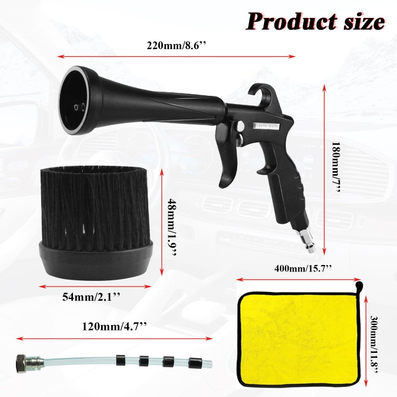 HANDY Tornado Car Cleaning Gun with Rubber Guard and Brass Adjustable Air Flow Nozzle Air Gun for Compressor Pneumatic Tool for Dust Cleaning Car Detailing - Image 2