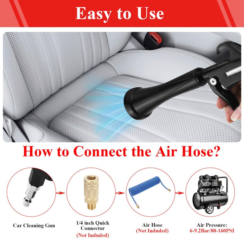 HANDY Tornado Car Cleaning Gun with Rubber Guard and Brass Adjustable Air Flow Nozzle Air Gun for Compressor Pneumatic Tool for Dust Cleaning Car Detailing - Image 5