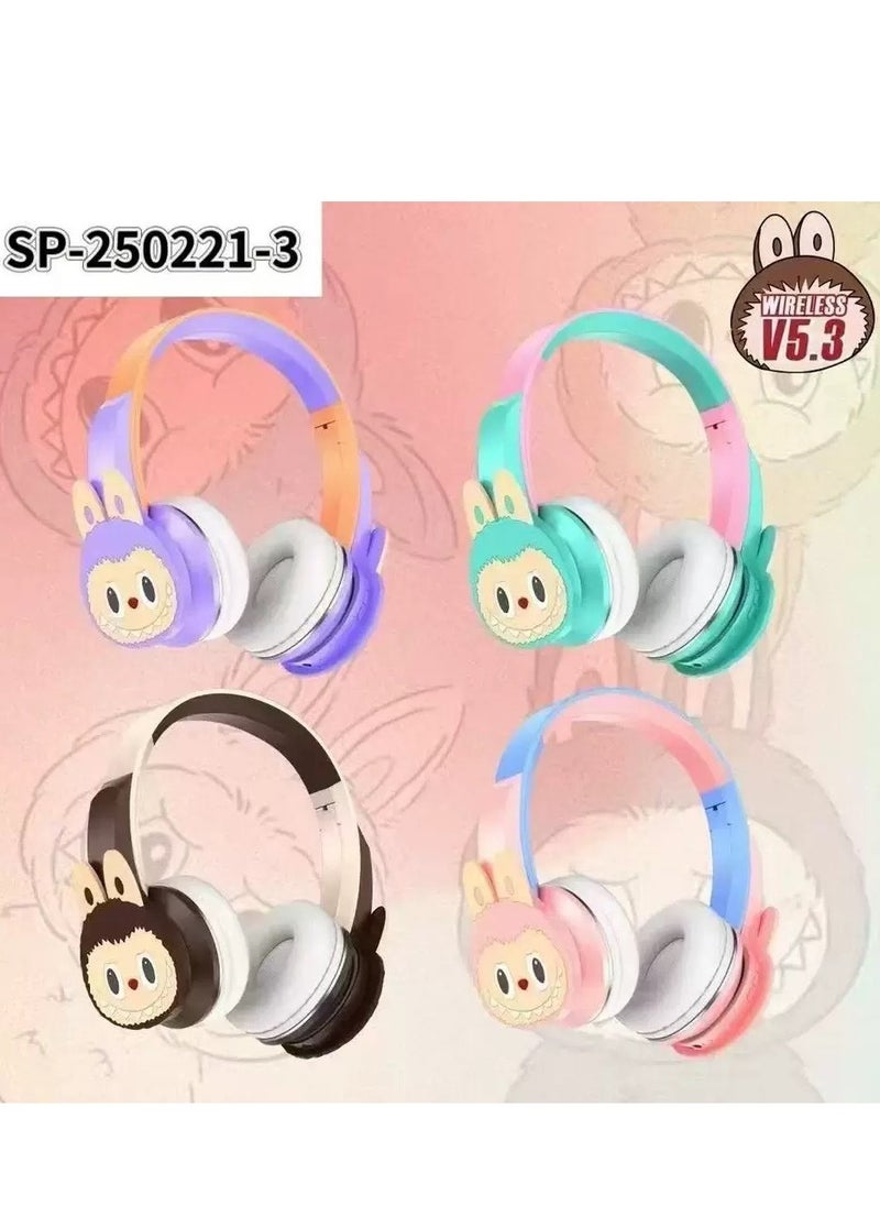 LABUBU Wireless Bluetooth Headphones for Kids Foldable Noise Reduction Headphones for Children; Suitable for Children's Stereo Headphones, Mobile Phones, Tablets  - Image 2
