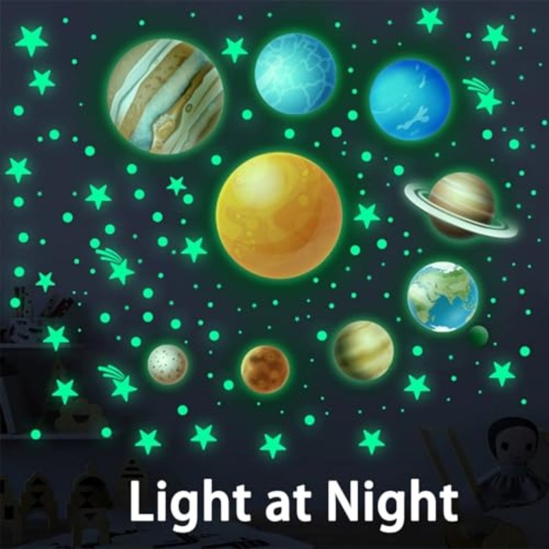 445 Pcs Glow in the Dark Wall Decals Sticker Stars for Ceiling Outer Space Planet Wall Stickers Galaxy Universe Wall Decal for Room Bedroom - Image 4