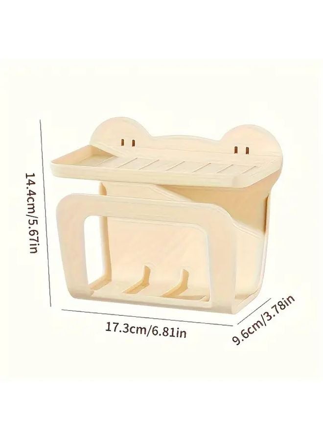 Cream ABS Wall Mounted Wet Wipe Dispenser No Drilling Easy Install Shelf Kitchen Bathroom - Image 4