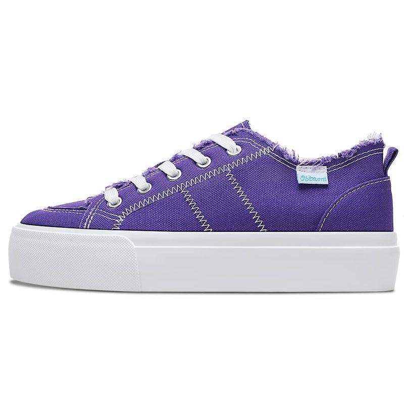 Obtaom Women Platform Canvas Sneakers White Comfort Play Fashion Sneakers Casual Lift Platform Lace Up Shoes CuteWalking Shoes for Lady(Purple,US9) - Image 2