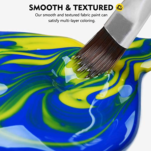 Magicfly مجموعة طلاء الأقمشة الدائم الناعم من ماجيك فلاي للملابس 14 لون 60 مل طلاء تي شيرت، لا حاجة للتسخين وطلاء أقمشة قابل للغسل للحرف، قماش، تي شيرت، جينز، حقائب، مع 3 فراشي - Image 3