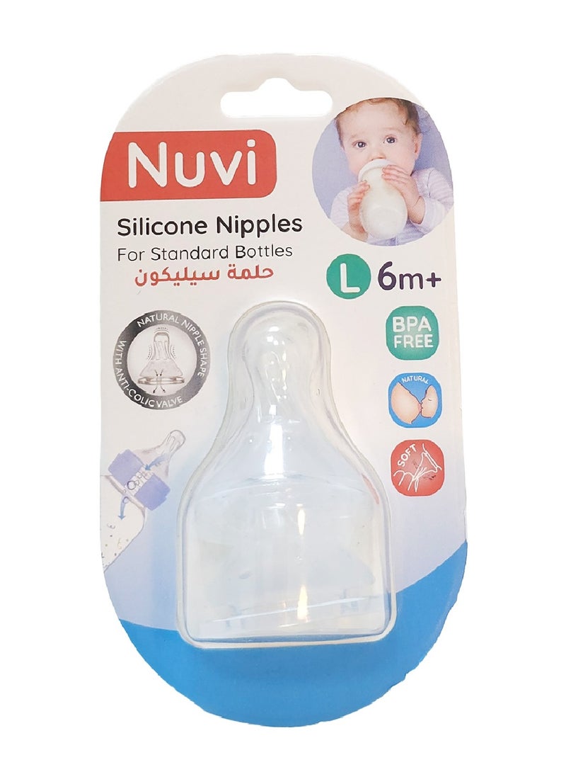 نوفي معیاری بوتلوں کے لیے نووی سلیکون نپلز - 2 کا پیک، شیرخوار 6m+، بڑا بہاؤ - Image 1