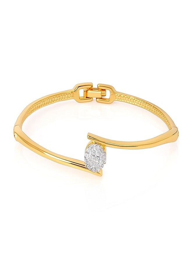 Estele 24 Kt Gold Plated Brass Single Diamond Sophisticated Bracelet For Girls and Women - Image 1