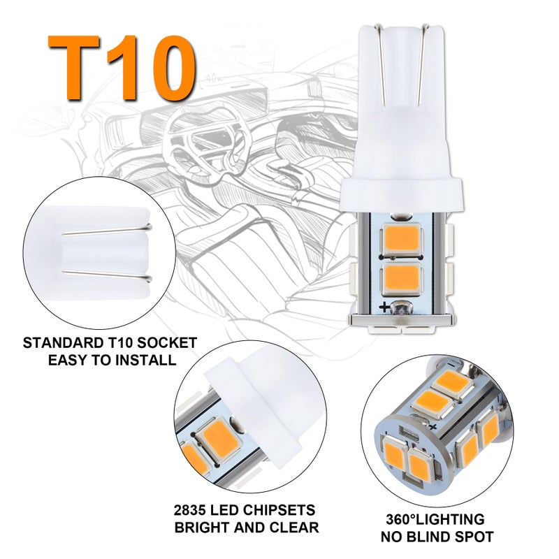 iFunyLED 24 Pieces Dome Light LED Car Interior Bulb Kit Set 194 T10 DE3175 578 31mm 42mm Bulbs Interior Replacement Lights for Car Map License Plate Door Side Marker Cornering Trunk Light - Amber - Image 3