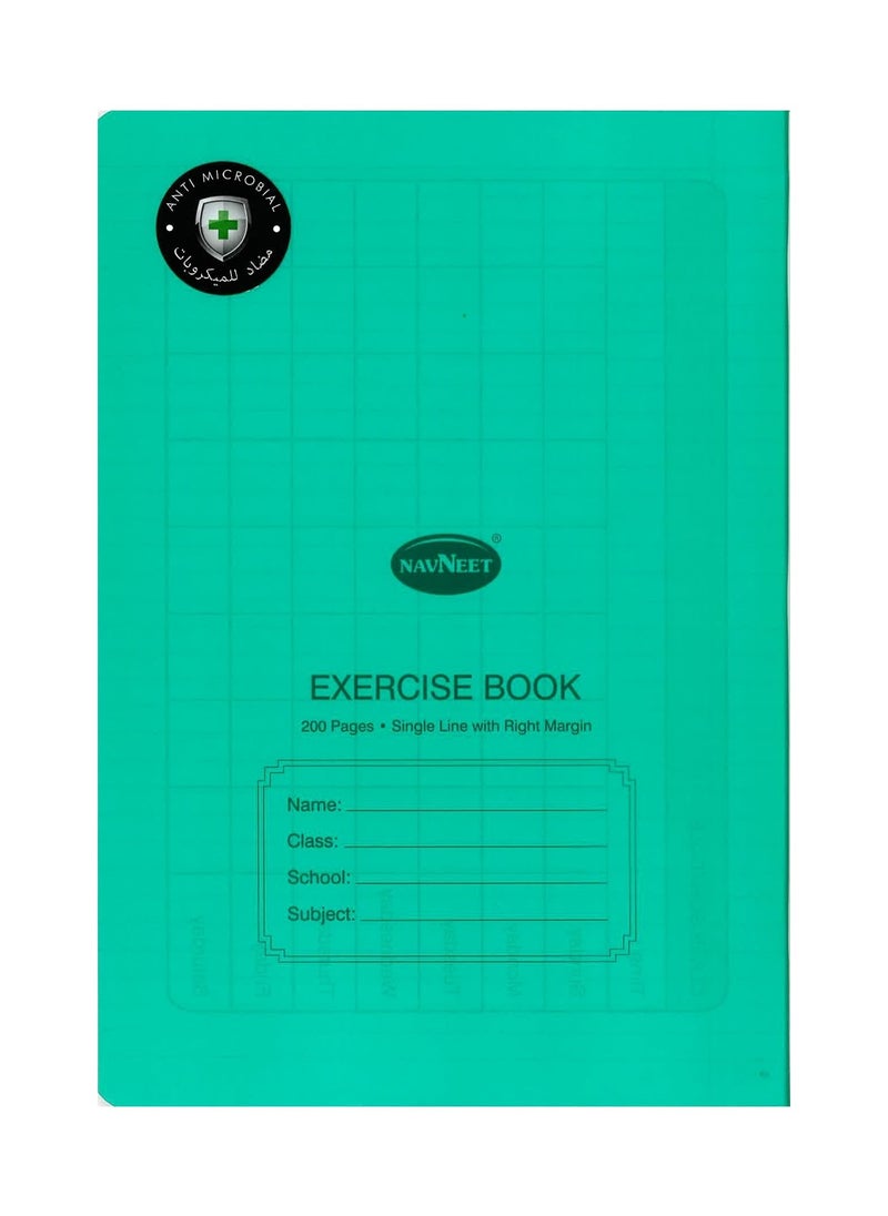 Navneet 5-Piece A4 Size Single Line With Right Margin Exercise Book 200 Pages With PVC Cover Green  - Image 2