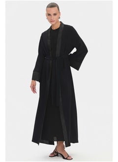 JUNE June Women Embroidered Detailed Belted Abaya Black  - Image 2