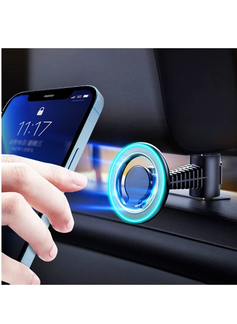 Y&D Car Headrest Mount Compatible for MagSafe Mount, Seat Hook Magnetic Phone Holder Car, Backseat Hooks Suitable iPhone 14/13/12 All Grocery Bags Handbag - Image 1