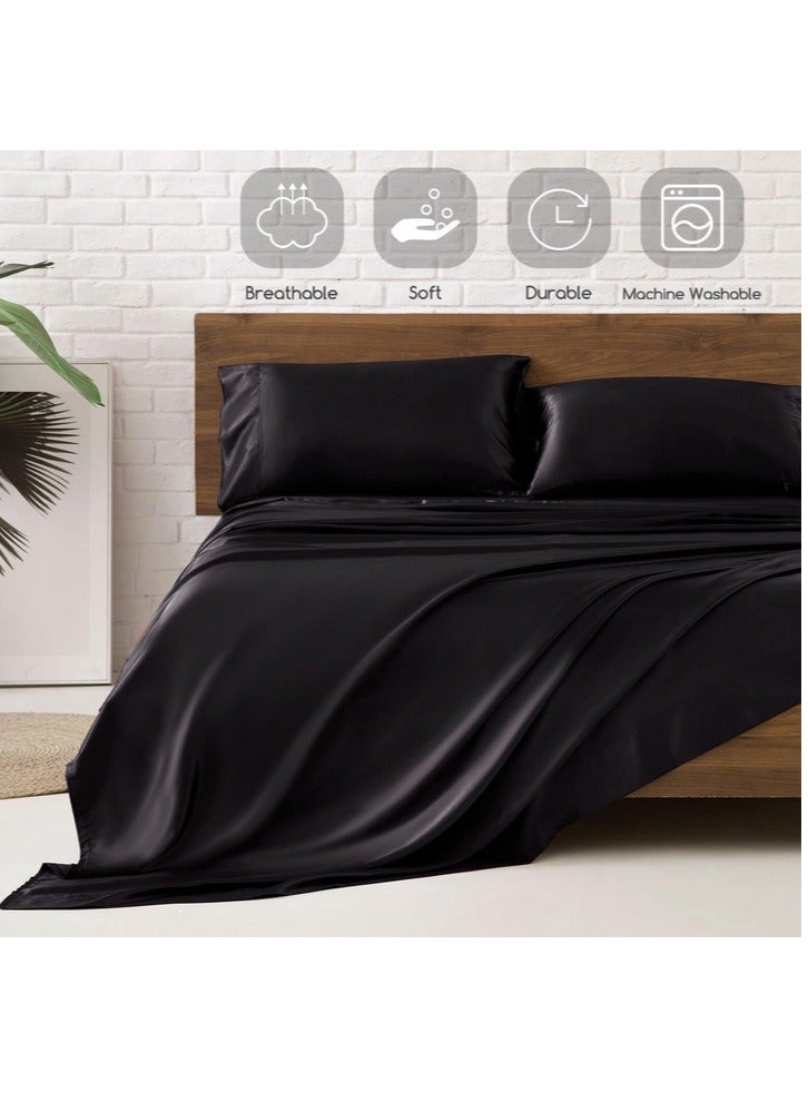 Bedding Duvet Cover Sets Silk Sheet Set of 4 King Size 220x240cm - Image 1