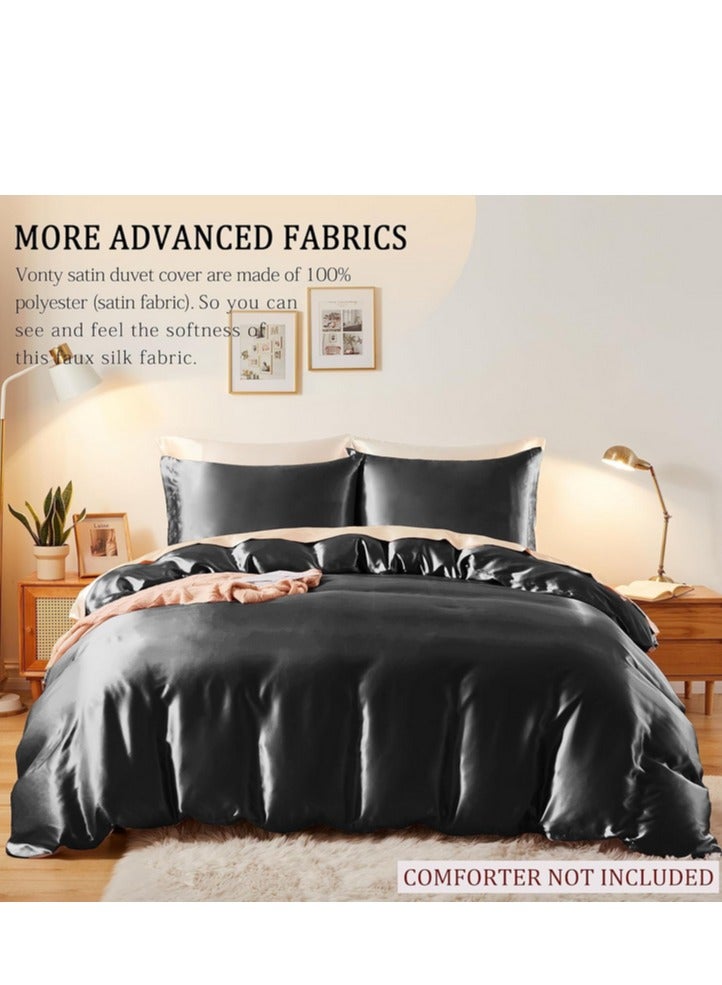 Bedding Duvet Cover Sets Silk Sheet Set of 4 King Size 220x240cm - Image 3