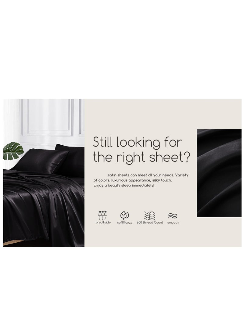 Bedding Duvet Cover Sets Silk Sheet Set of 4 King Size 220x240cm - Image 5