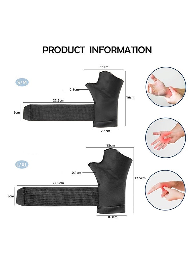 قطعتان من دعامات المعصم الضاغطة مع دعم الإبهام، كم يد قابل للتعديل لتخفيف الألم مع دعم الإبهام لالتهاب المفاصل والتهاب الأوتار والكتابة والرياضة، أسود - Image 2