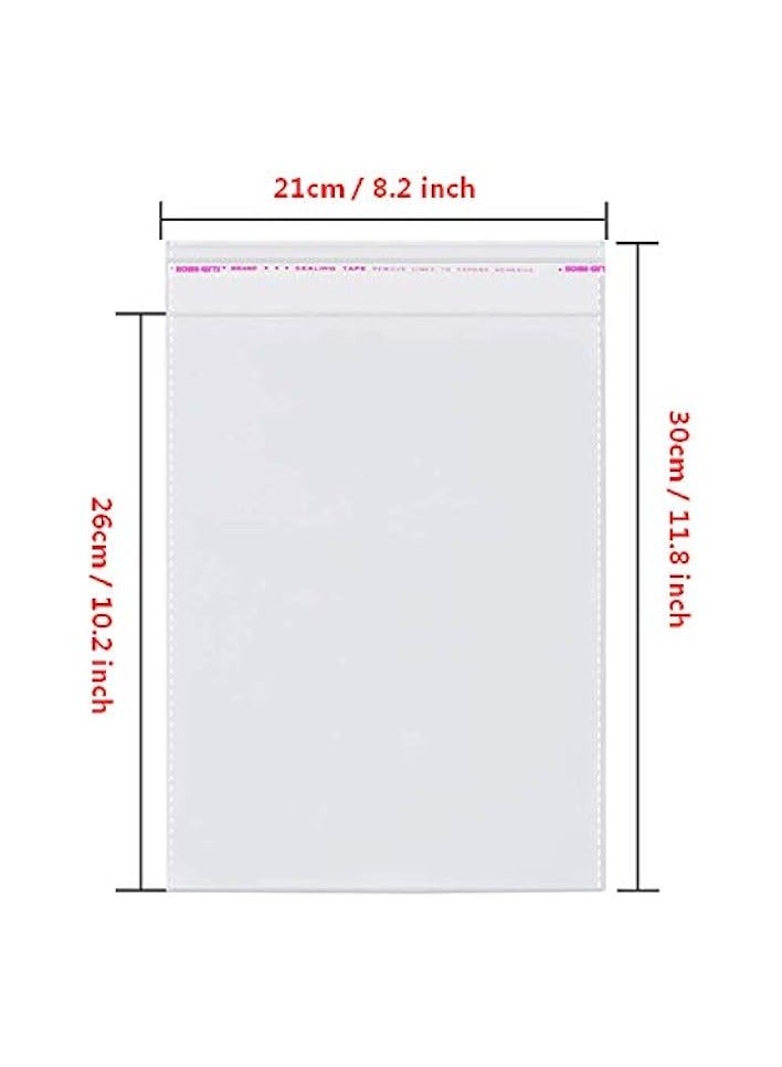 erorex 100 Pcs 8" x 10" Self Seal Clear Cello Cellophane Bags Resealable Plastic Apparel Bags Perfect for Packaging Clothing, T-Shirt, Brochure, Prints, Handicraft Gift Bags - Image 2