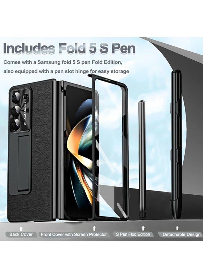 general Samsung Galaxy Z Fold 5 Case with S Pen, Z Fold 5 Case + Stylus with Pen Holder, Tempered Glass Screen Protector + All-Inclusive Leather Case for Galaxy Z Fold 5 2023 - Image 2