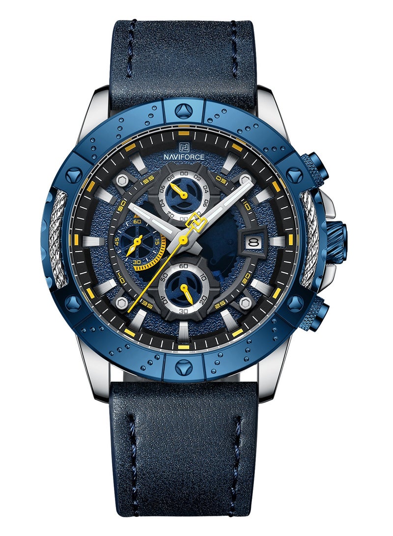 NAVIFORCE Genuine Leather Band Quartz Chronograph Wrist Watch For Men NF8055 S/BE/BE - Image 1