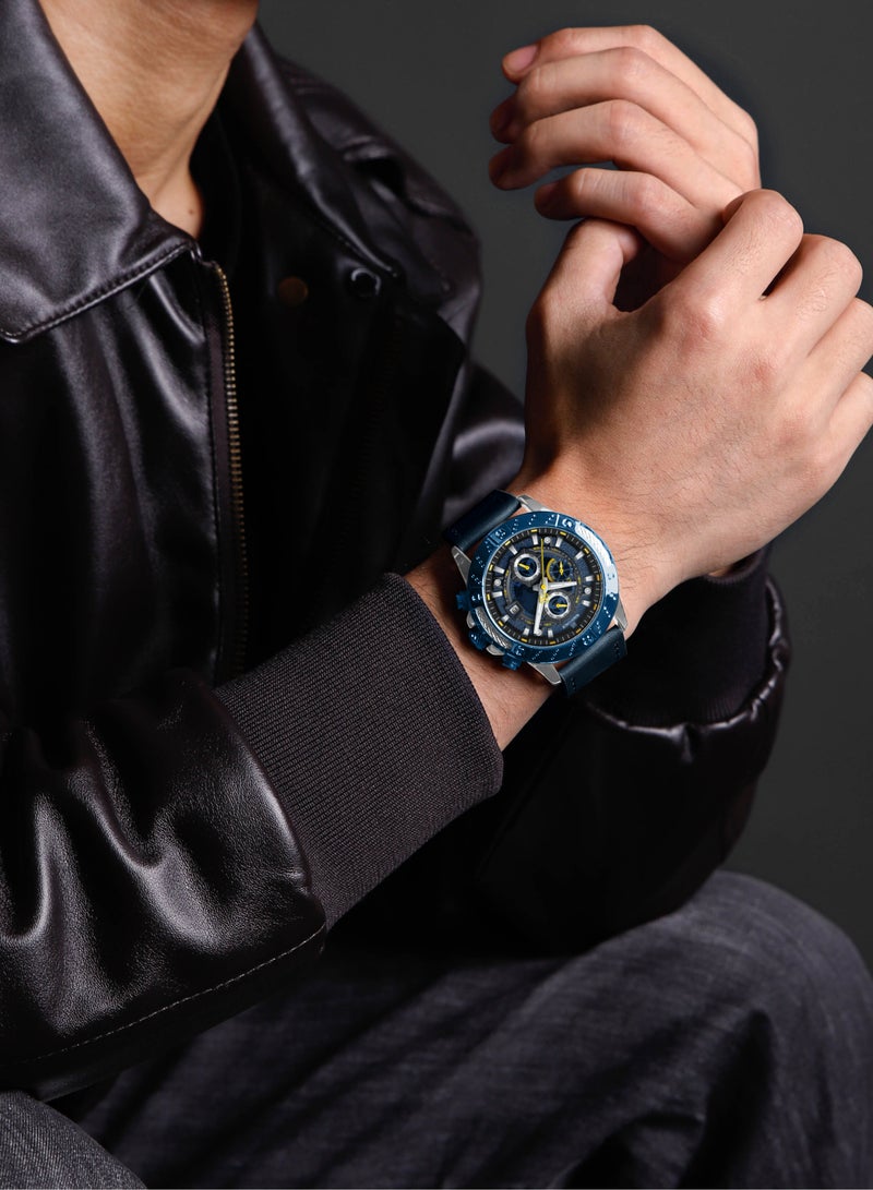 NAVIFORCE Genuine Leather Band Quartz Chronograph Wrist Watch For Men NF8055 S/BE/BE - Image 5