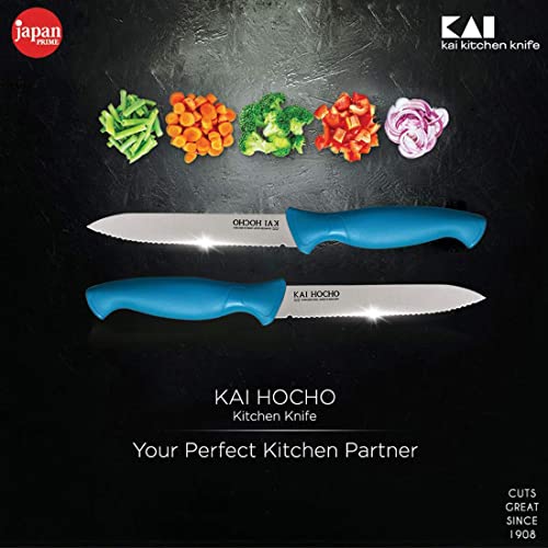 Kai Stainless Steel Kitchen Knife Set, 3-Piece, Blue - Image 2