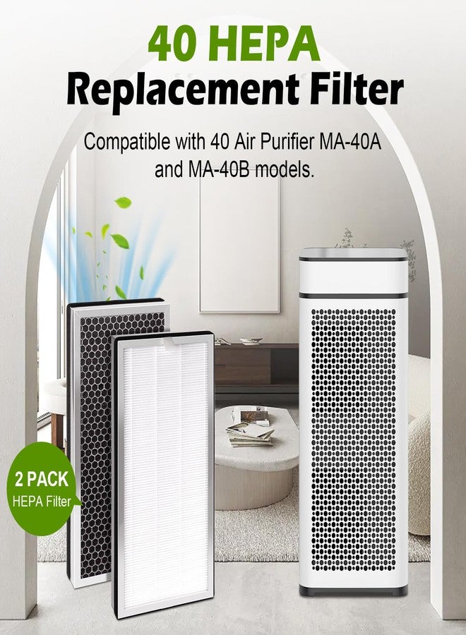 Musslan MA-40 Replacement Filter HEPA for MA-40 Air Purifiers filter replacement H13 Grade 3-in-1 (2 Pack) High Efficiency Filtration System for MA40W MA40 - Image 2