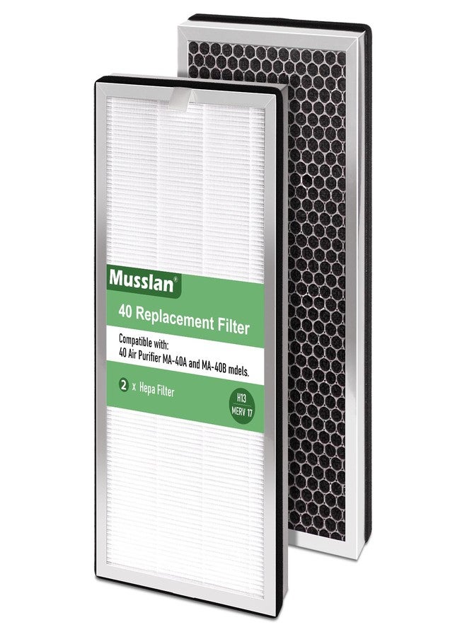 Musslan MA-40 Replacement Filter HEPA for MA-40 Air Purifiers filter replacement H13 Grade 3-in-1 (2 Pack) High Efficiency Filtration System for MA40W MA40 - Image 1