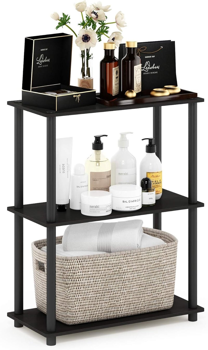 Furinno Turn-N-Tube Display Rack, 3-Tier Single, Espresso/Black - Image 1