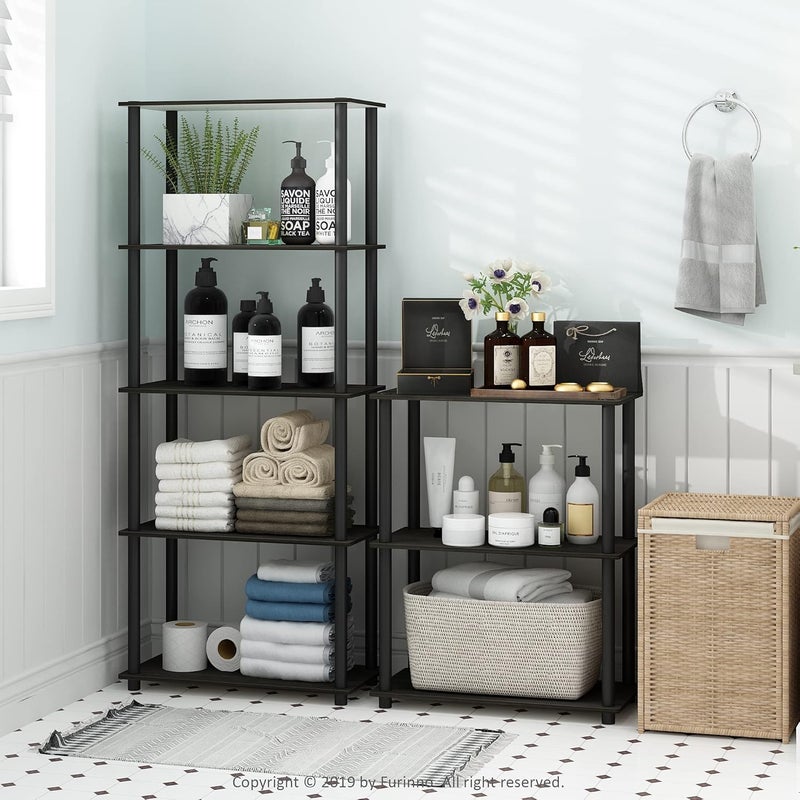 Furinno Turn-N-Tube Display Rack, 3-Tier Single, Espresso/Black - Image 2