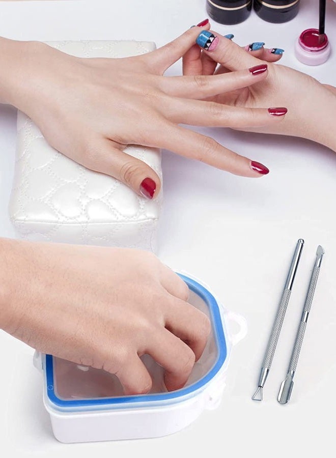 Yokilly Nail Soaking Bowl, Soak Off Gel Polish Dip Powder Remover Manicure Bowl with Triangle Cuticle Peeler and Stainless Steel Cuticle Pusher Nail Art Tool (Blue-3PCS Set) - Image 2