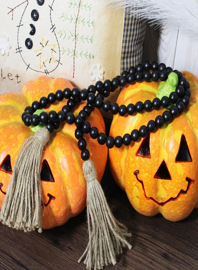 VKSG Farmhouse Decor Beads 60in Wooden Bead Garland with Tassels Rustic Minimalist Home Accent Prayer Country Boho Decoration for Wall Hanging Living Room Table Mantle Shelf Decor, Black - Image 5