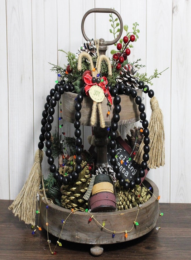 VKSG Farmhouse Decor Beads 60in Wooden Bead Garland with Tassels Rustic Minimalist Home Accent Prayer Country Boho Decoration for Wall Hanging Living Room Table Mantle Shelf Decor, Black - Image 4