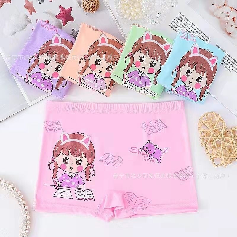 Childrens underwear cute cartoon printing childrens boxer shorts foreign trade cross-border boys and girls boxer shorts wholesale Loving learning girl#Mixed colors 