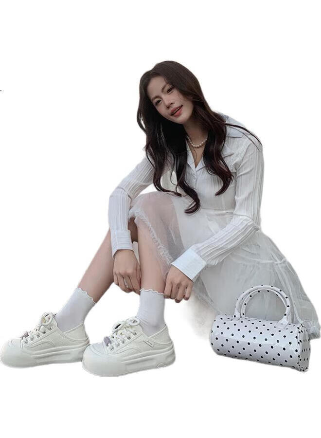 Josiny Women'S Spring And Autumn One-Step Thick-Soled Casual Shoes With Soft Bottom Board Shoes White 38 - Image 2